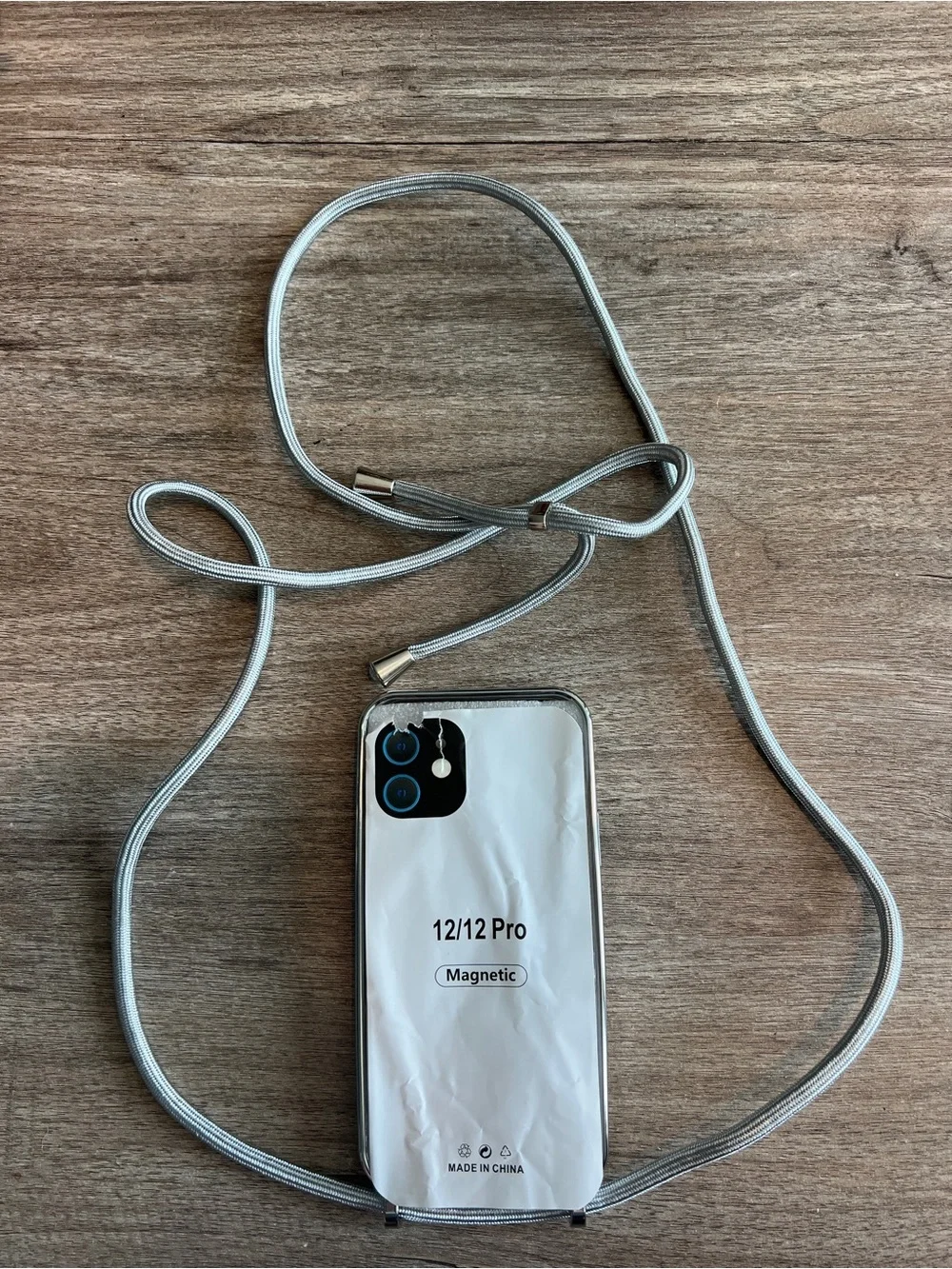 Clear Silver iPhone 12/12 Pro Crossbody Phone Case with Strap